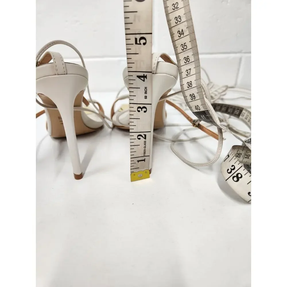 Schutz Women's Vikki Leather Ankle Tie Strappy High Heels, Size 6B, In Off White - Picture 11 of 14